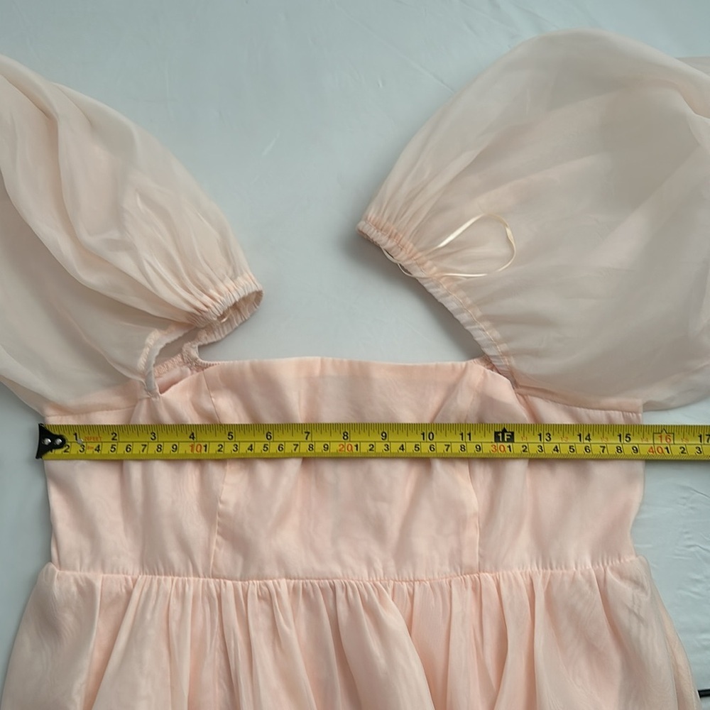 Ooh La La Pink Sheer Puff Sleeves Baby Doll Mini Dress View 5